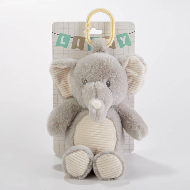 Linzy Baby 10in. Elephant Stroller Toy with Rattle