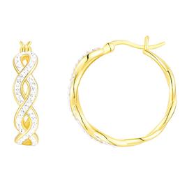 Candela Gold over Sterling Silver Crystal Braided Hoop Earrings
