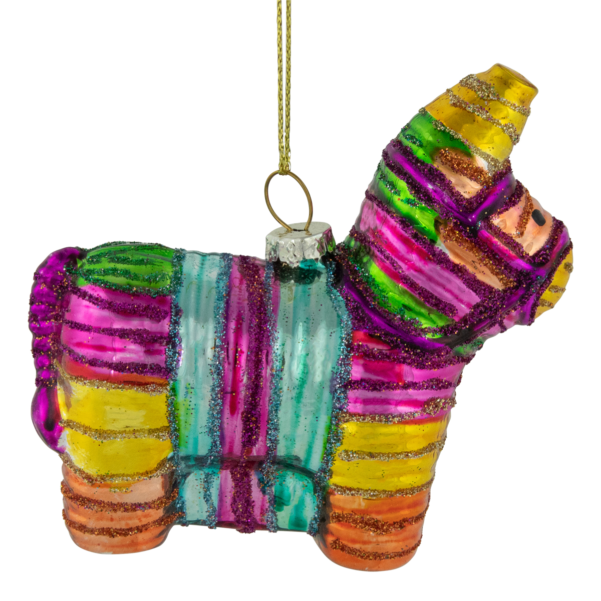 Northlight Pinata Donkey Bohemian Style Glass Christmas Ornament