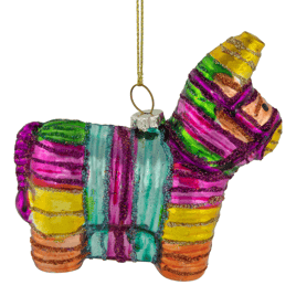 Northlight Pinata Donkey Bohemian Style Glass Christmas Ornament