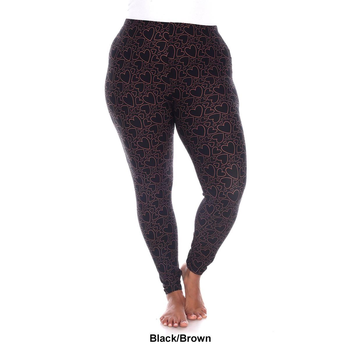 Plus Size White Mark High-Rise Heart Print Leggings