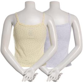 Juniors Pink Rose 2pk. Ribbed Lace Trim Camisoles - Yellow