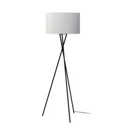 HomeRoots 66 Black Tripod Floor Lamp With White Fabric Drum Sha