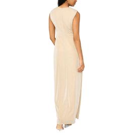 Womens MSK Sleeveless Metallic Side Drape Evening Gown