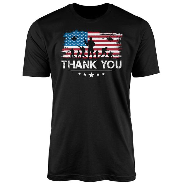 Mens Thank You Soldiers Short Sleeve USA Tee - Black