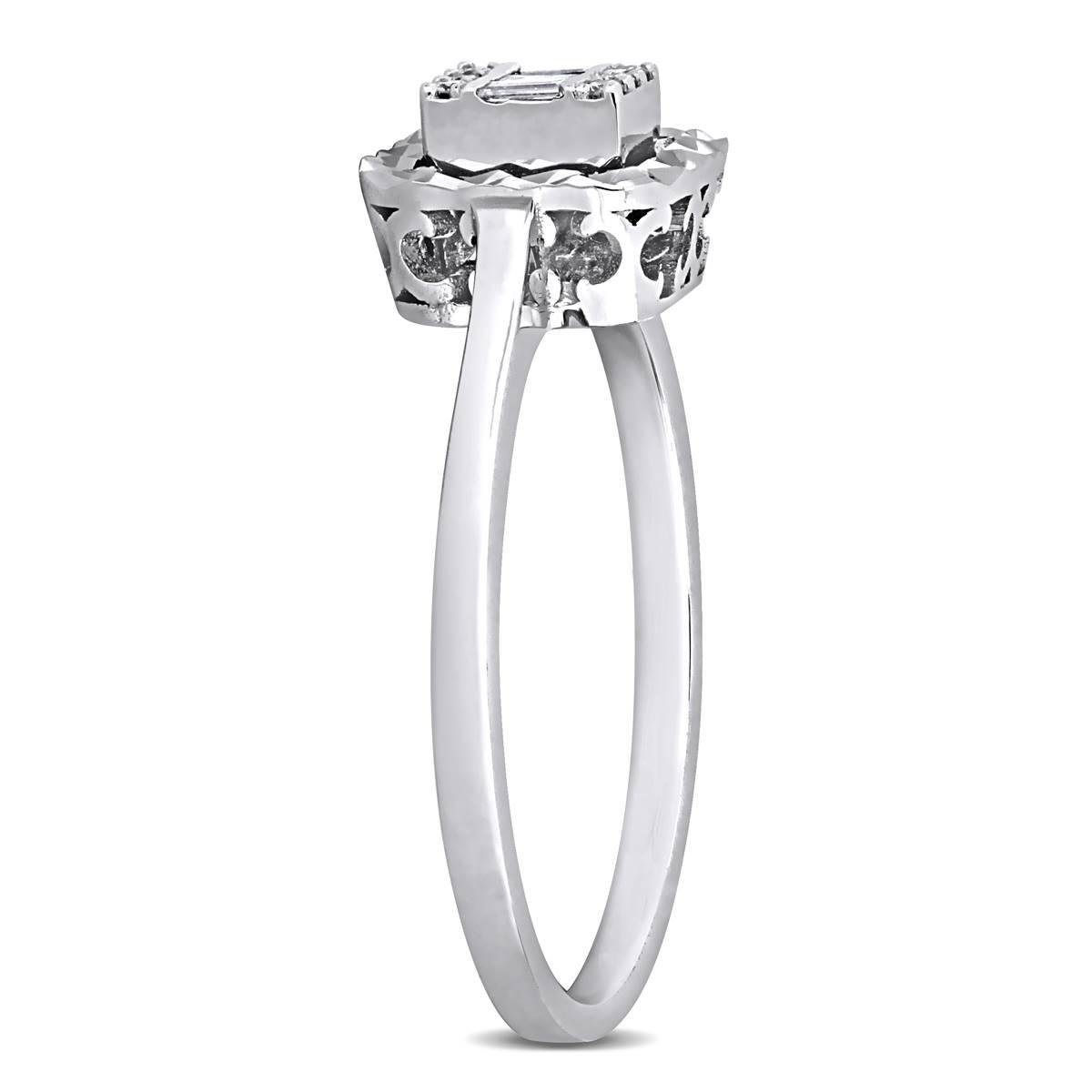 Sophia B 1/8ctw. 14kt. White Gold Baguette Square Diamond Ring