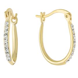 Athra Gold Over Sterling Silver Clear Crystal Hoop Earrings