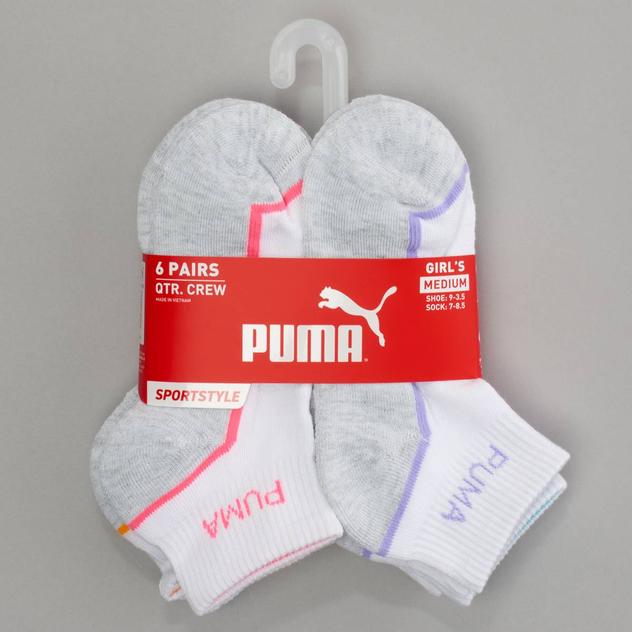 Girls Puma 6pk. 1/2 Terry Quarter Crew Sportstyle Socks