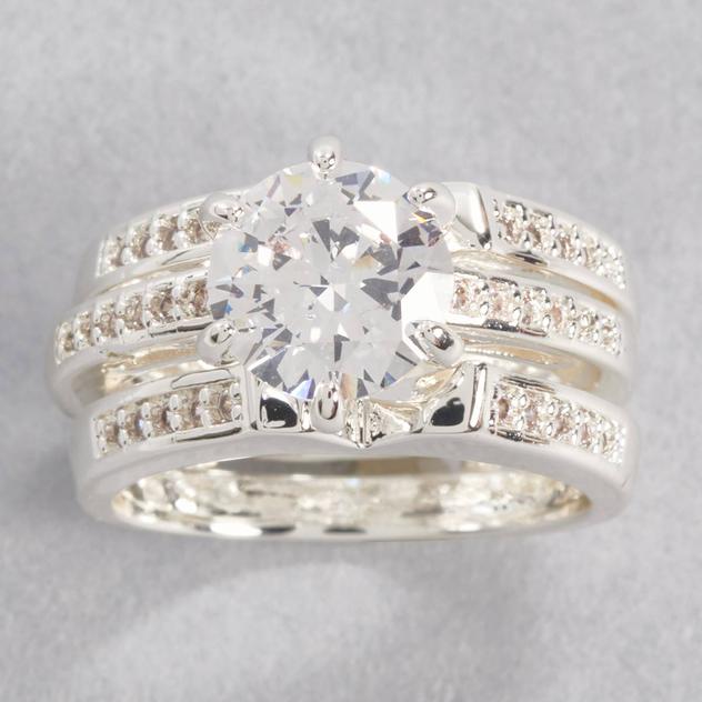 Ashley Cooper™ Silver-Tone CZ & Pavé Ring