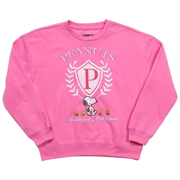 Girls (7-16) Peanuts™ Embroidered Long Sleeve Crew Sweatshirt