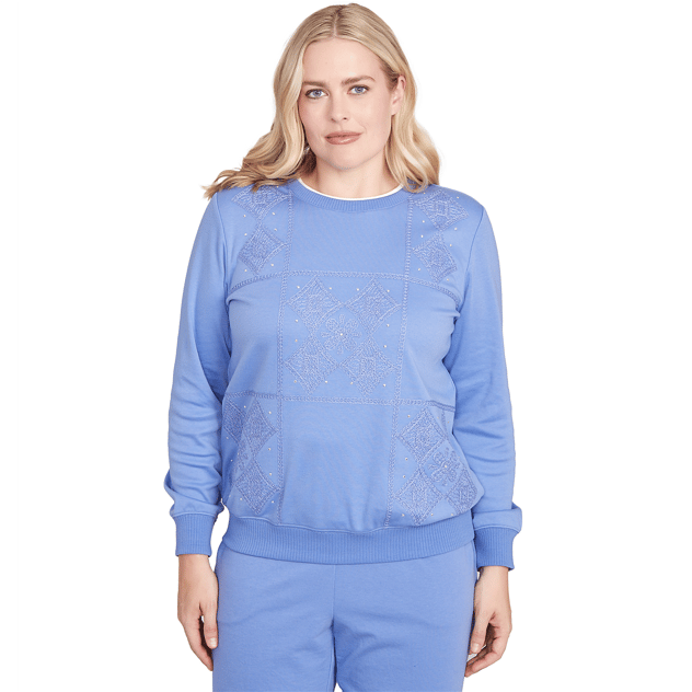 Petite Alfred Dunner Casual Vibe Snowflake Embroidery Sweater