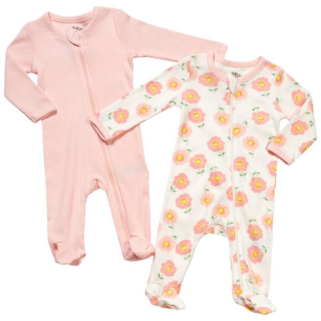 Baby Girl (NB-9M) Baby Essentials® 2pk. Flower Footie Pajamas