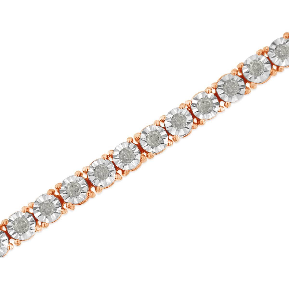 Haus of Brilliance Rose Gold over Silver Tennis Bracelet