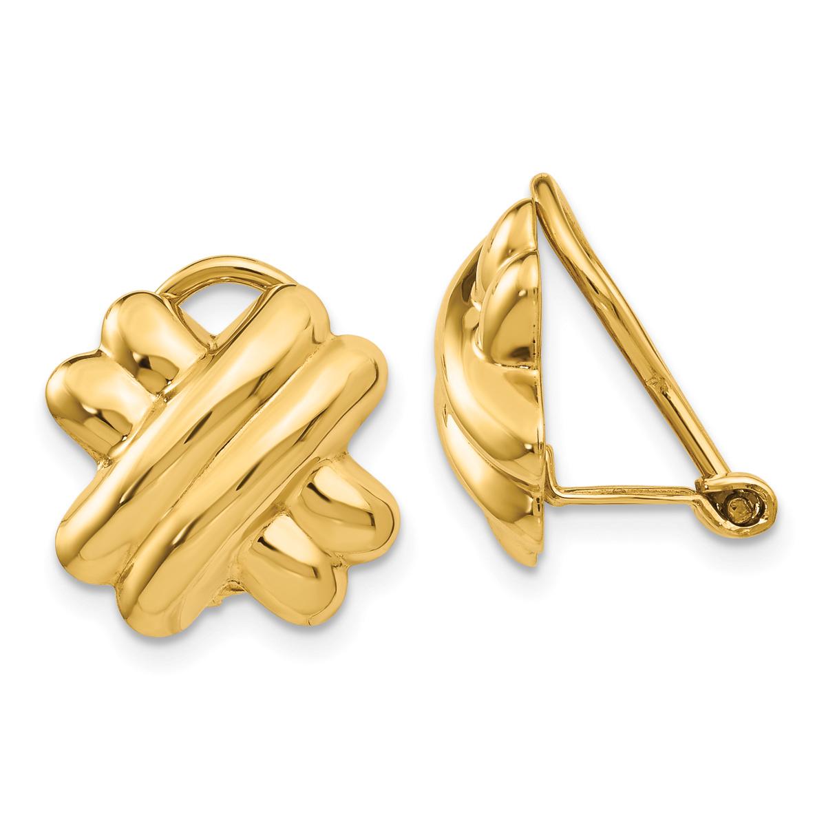 Gold Classics(tm) 14k 14x13mm Non-Pierced X Clip On Earrings