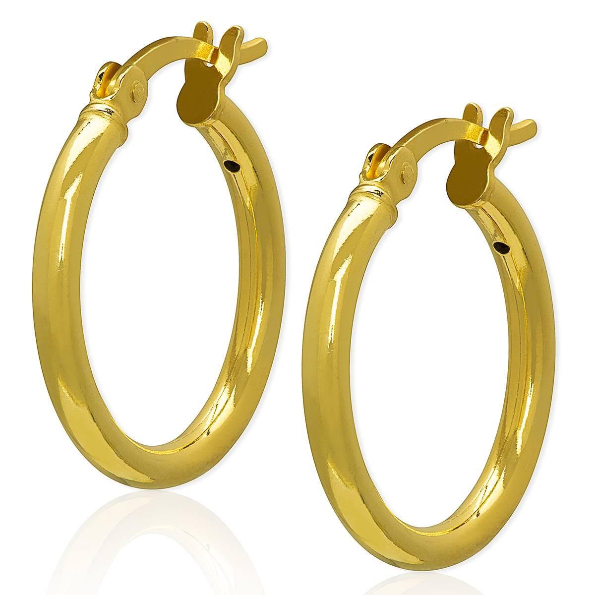 Gianni Argento 3x15mm Shiny 14kt. Gold Hoop Earrings