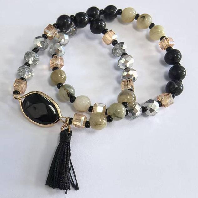 Ashley Cooper™ 2-Strand Black Beaded Stretch Bracelet