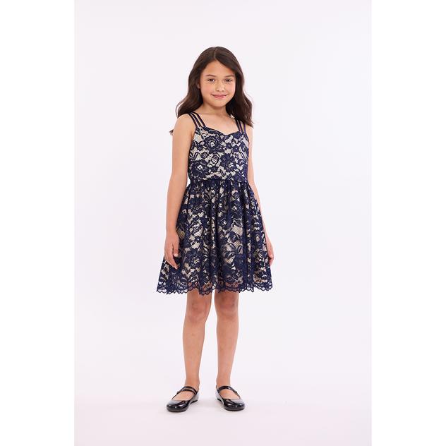 Girls (7-16) Bonnie Jean Triple Strap Lace Ballerina Party Dress