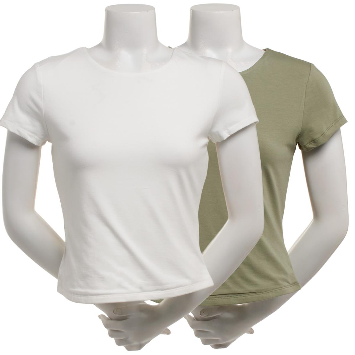Juniors Pink Rose 2Pk Cotton Modal Crewneck Tee