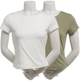Juniors Pink Rose 2Pk Cotton Modal Crewneck Tee