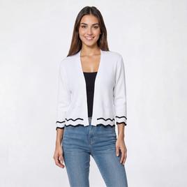 Womens 89th & Madison 3/4 Sleeve Chevron Tipped Shrug