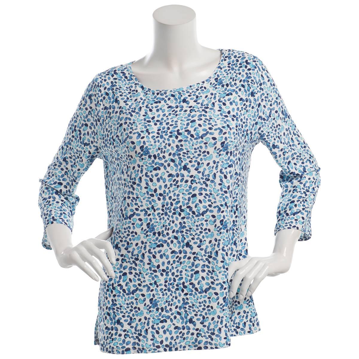 Womens Emily Daniels 3/4 Sleeve Watercolor Dot Jacquard Blouse