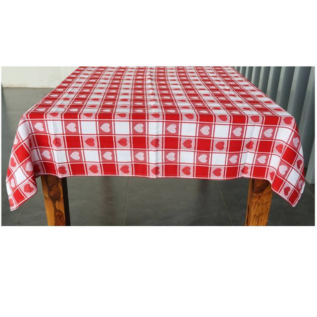 Plaid Red & White Heart Check Tablecloth
