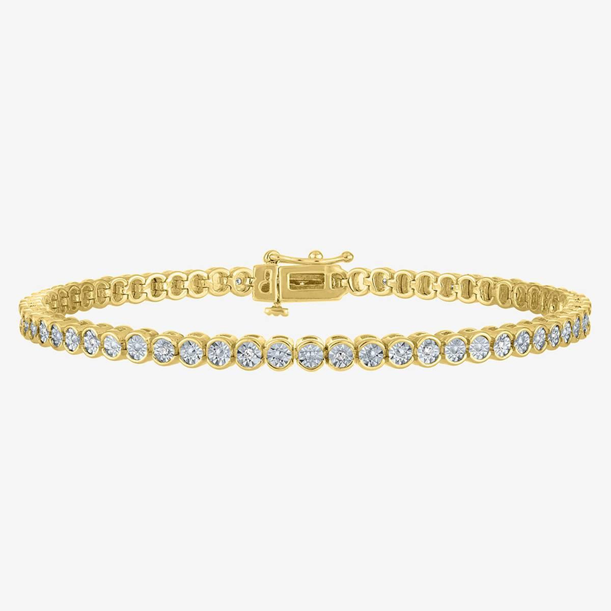 Nova Star(R) Gold over Silver Lab Grown Diamond Tennis Bracelet