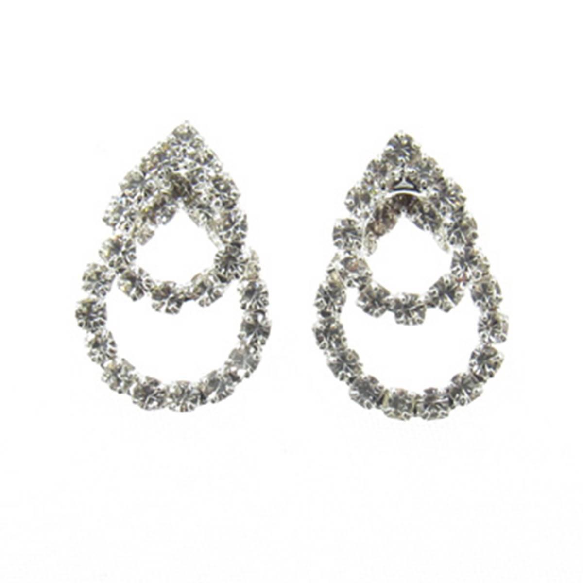 Rosa Rhinestones Silver-Tone Clear Rhinestone Open Loops Earrings