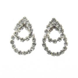Rosa Rhinestones Silver-Tone Clear Rhinestone Open Loops Earrings