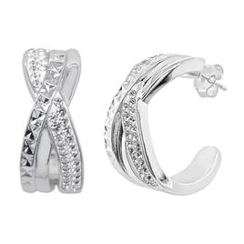 Marsala Fine Silver Plated Overlap Crystal C-Hoop Earrings