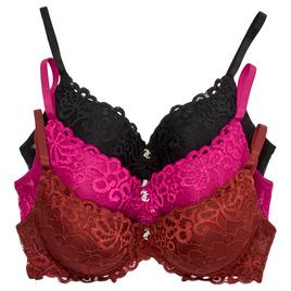Womens Juicy Couture 3pk. Jacquard Push up Bras - JC2041-3PKCR
