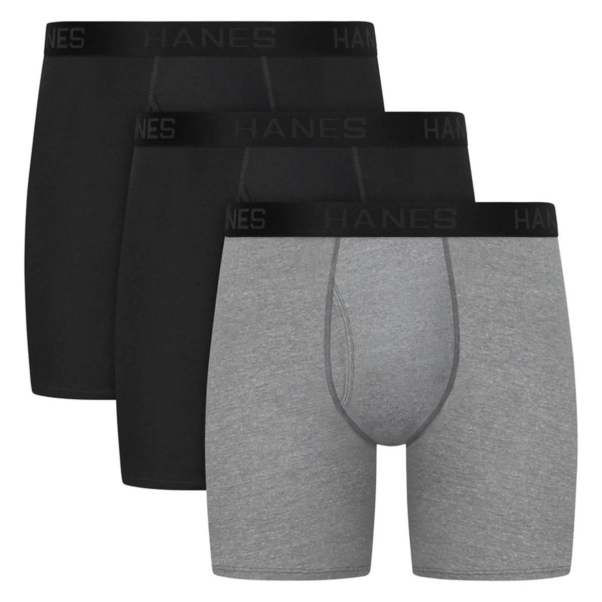 Mens Big & Tall Hanes Ultimate® Boxer Briefs - Black/Grey