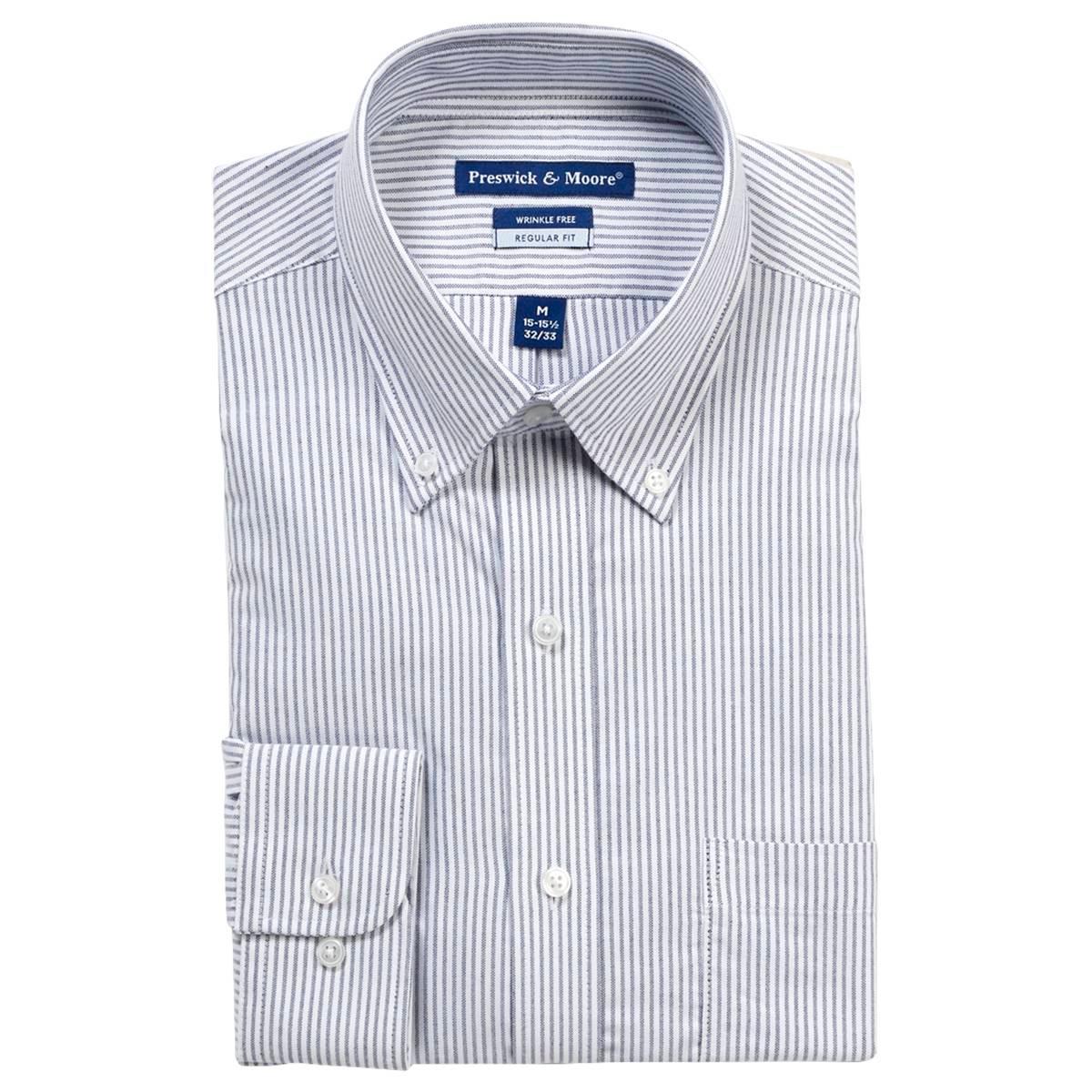 Mens Preswick & Moore Regular Fit Oxford Dress Shirt - Blue