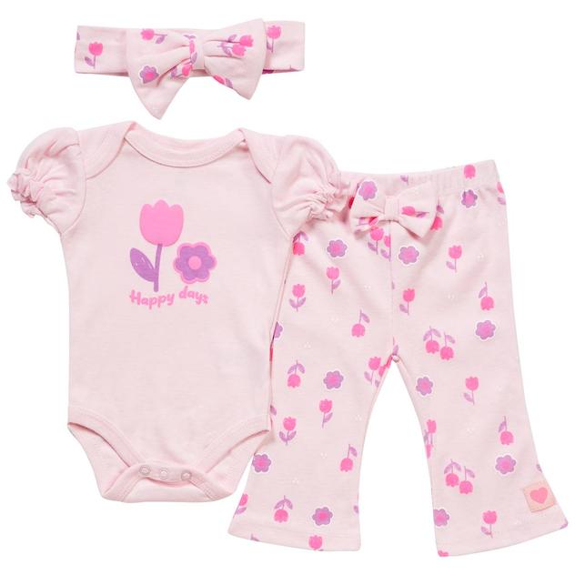 Baby Girl (NB-9M) mon cheri baby 3pc. Happy Days Bodysuit Set