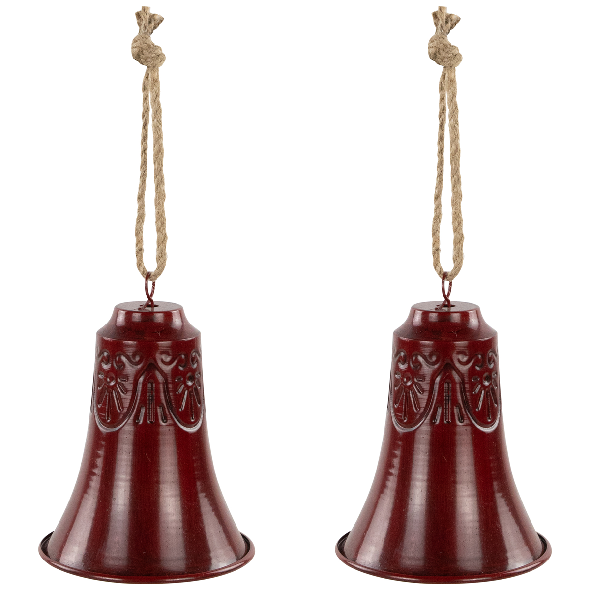 Northlight 2pc. Embossed Burgundy Christmas Bell Ornaments