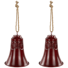 Northlight 2pc. Embossed Burgundy Christmas Bell Ornaments