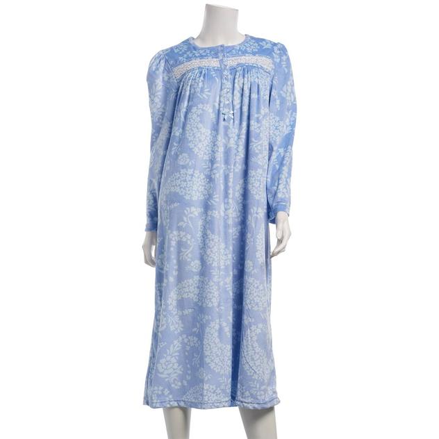 Womens Jasmine Rose Long Sleeve Paisley Silky Fleece Nightgown