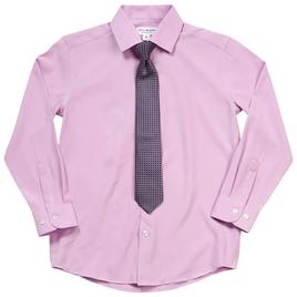 Boys (8-20) Bill Blass Dress Shirt & Tie - Orchid Bloom