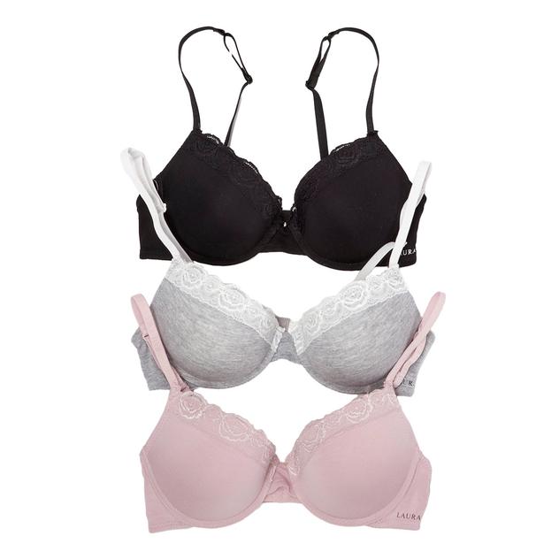 Womens Laura Ashley® 3pk. Molded Push Up Bras LS3974-3PKP