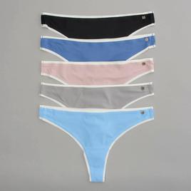 Womens Lucky Brand 5pk. Rib Laser Cut Thong Panties LVD87483