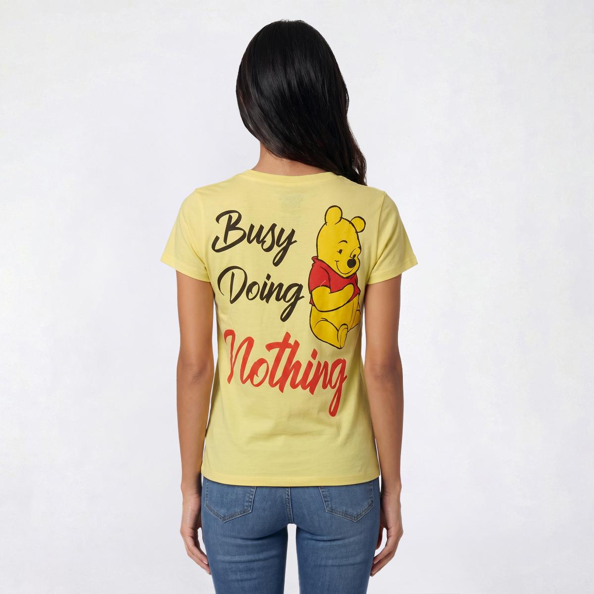 Juniors Freeze Pooh Doing Nothing Front/Back Girlfriend Tee