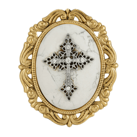 Symbols of Faith 14kt. Gold Dipped Semi-Precious Oval Brooch