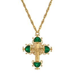Symbols of Faith Gold Tone Cross Color Crystal Necklace