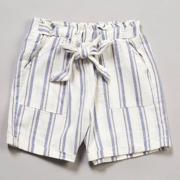 Girls (7-14) 1st Kiss® Stripe Paperbag Waist Cotton Shorts