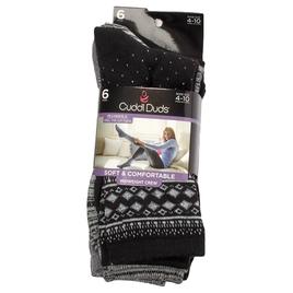 Womens Cuddl Duds(R) 6pk. Multi-Color Crew Socks