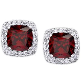 Gianni Argento Lab Ruby Cushion Stud Earrings