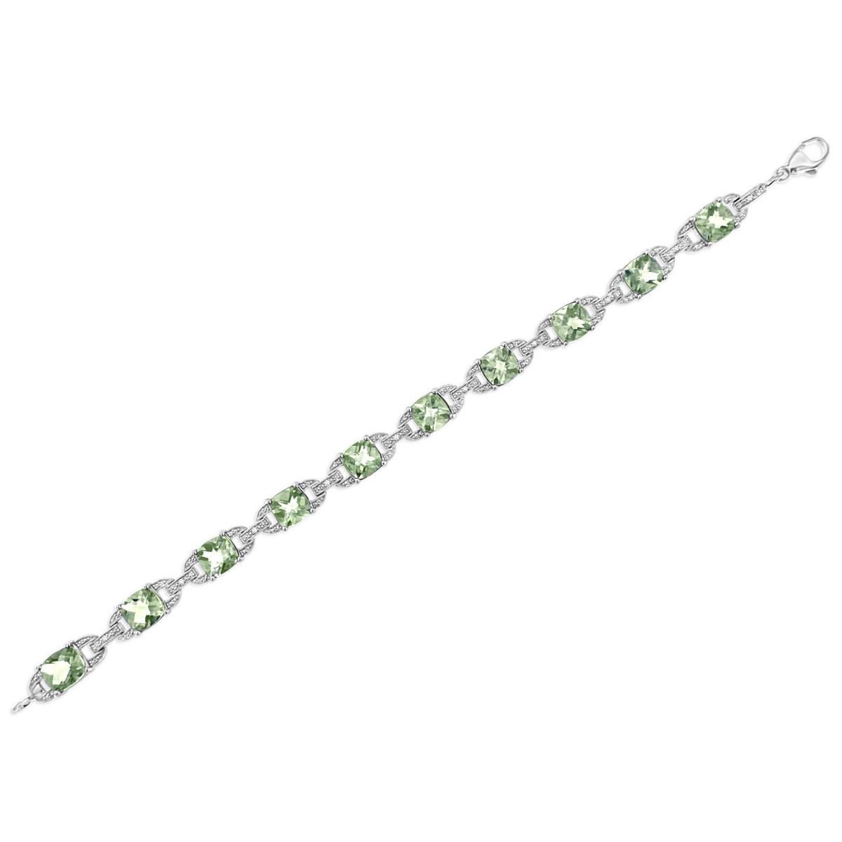 Haus of Brilliance Green Amethyst & 1/20ctw. Diamond Bracelet