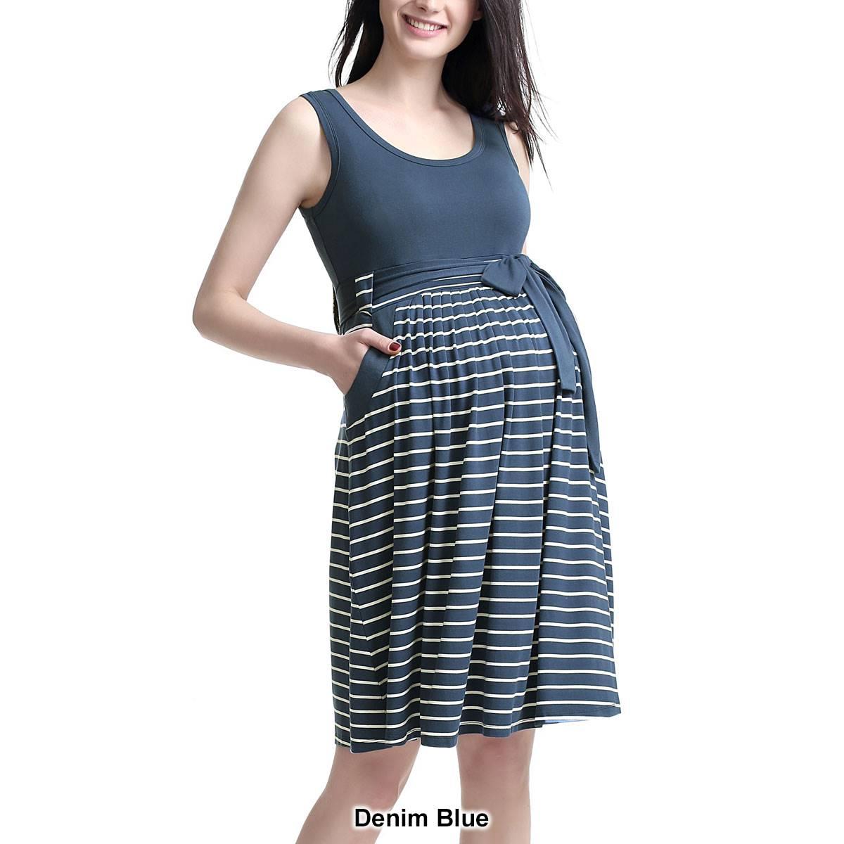 Womens Glow & Grow® Scoop Neck Stripe Maternity A-Line Dress
