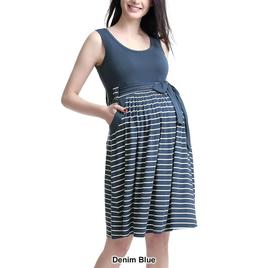 Womens Glow & Grow® Scoop Neck Stripe Maternity A-Line Dress