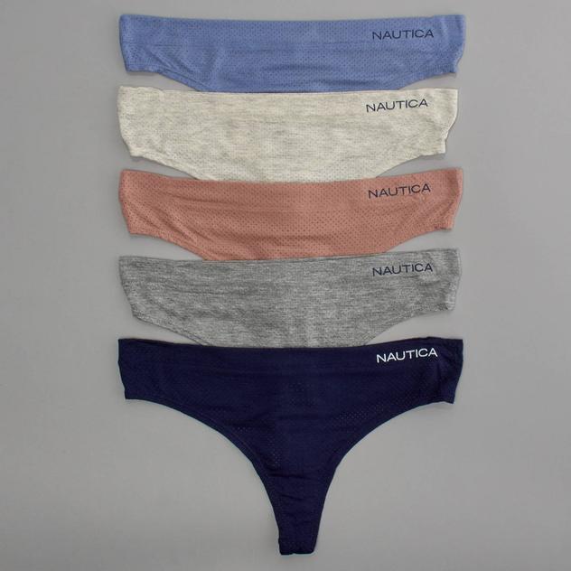 Womens Nautica 5pk. Breathe Thong Panties with Logo - NT37295PKA